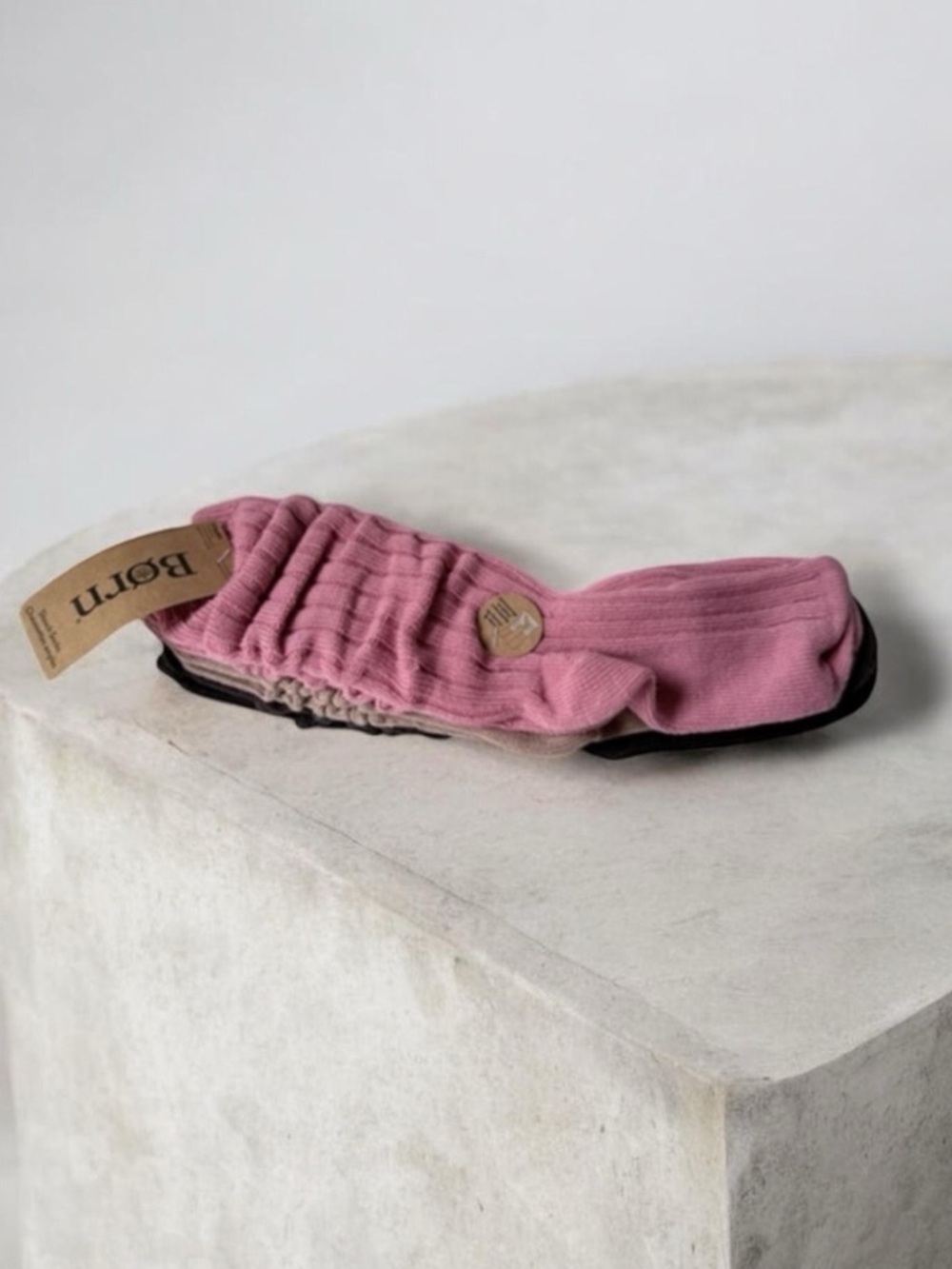 Pink and Brown Knit loose slouchy fit Socks Set of 3